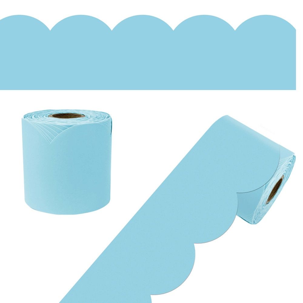 65' Sky Blue Rolled Scalloped Border