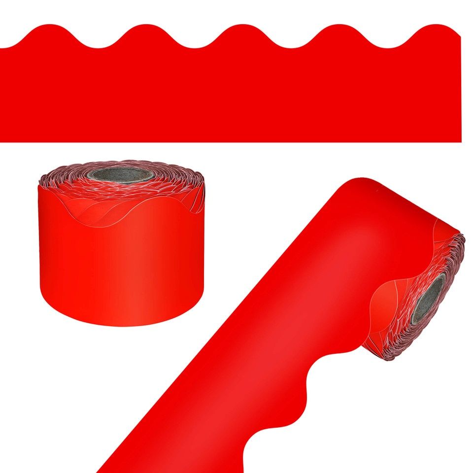 65' Red Rolled Scalloped Border