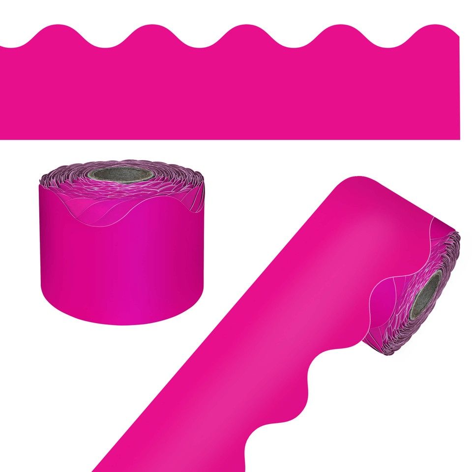 65' Hot Pink Rolled Scalloped Border