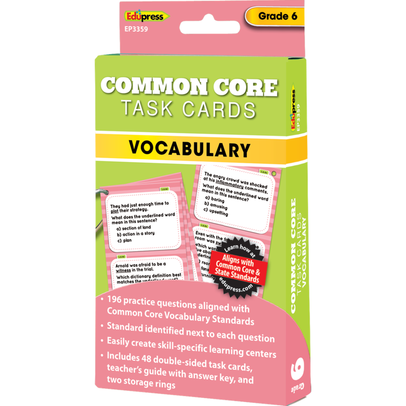 6 Vocabulary Task Cards Grade 6