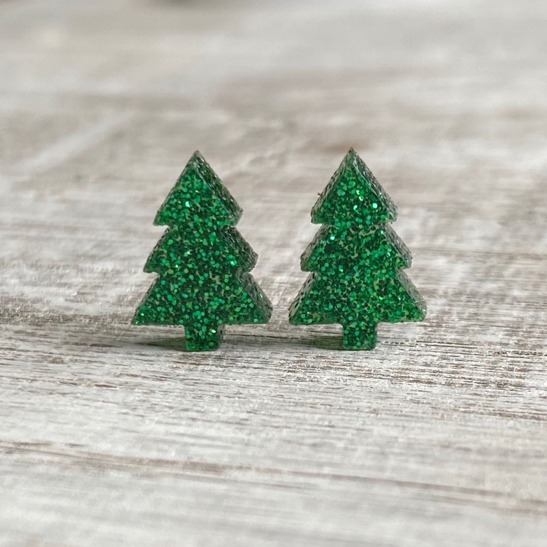 Glitter Tree Stud Earrings