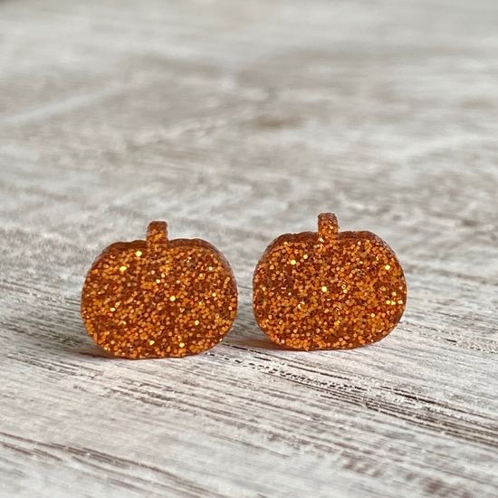 Glitter Pumpkin Stud Earrings