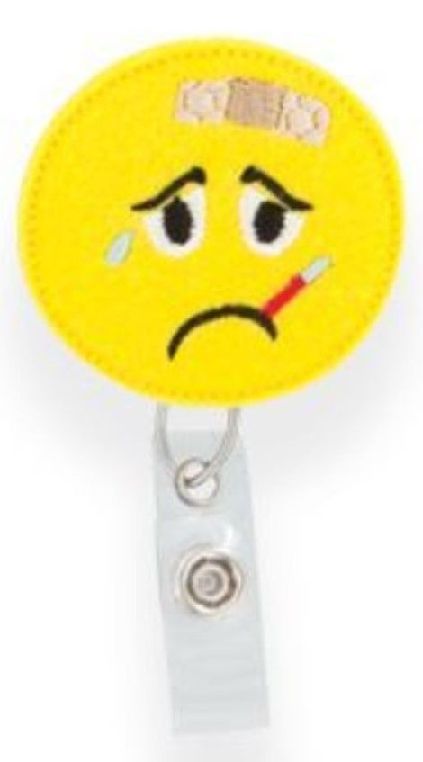 Thermometer Emoji Nurse Felt Badge Reel