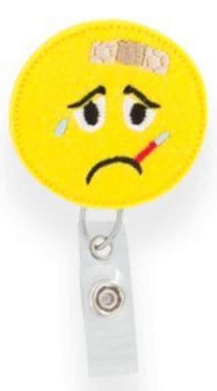 Thermometer Emoji Nurse Felt Badge Reel