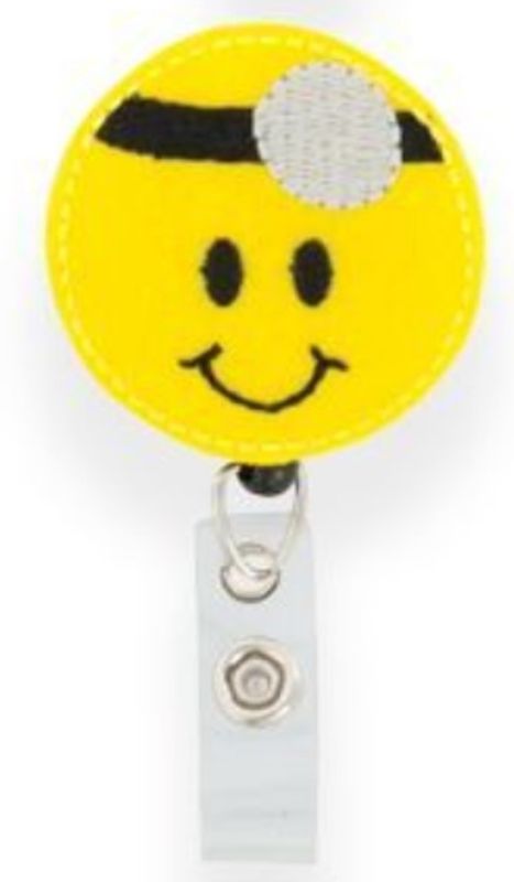 Head Mirror Emoji Felt Badge Reel