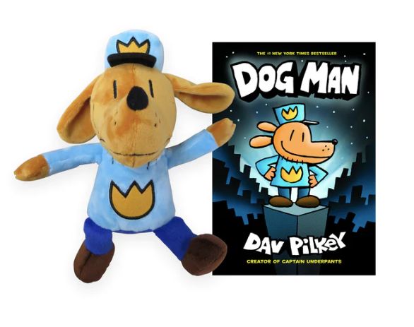 9.5" Dog Man Plush Doll w/Book