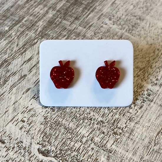 Glitter Apple Stud Earrings