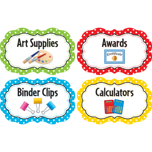 Polka Dots Classroom Supply Labels