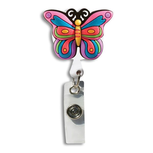 3D Butterfly Rubber Retractable Badge Reel