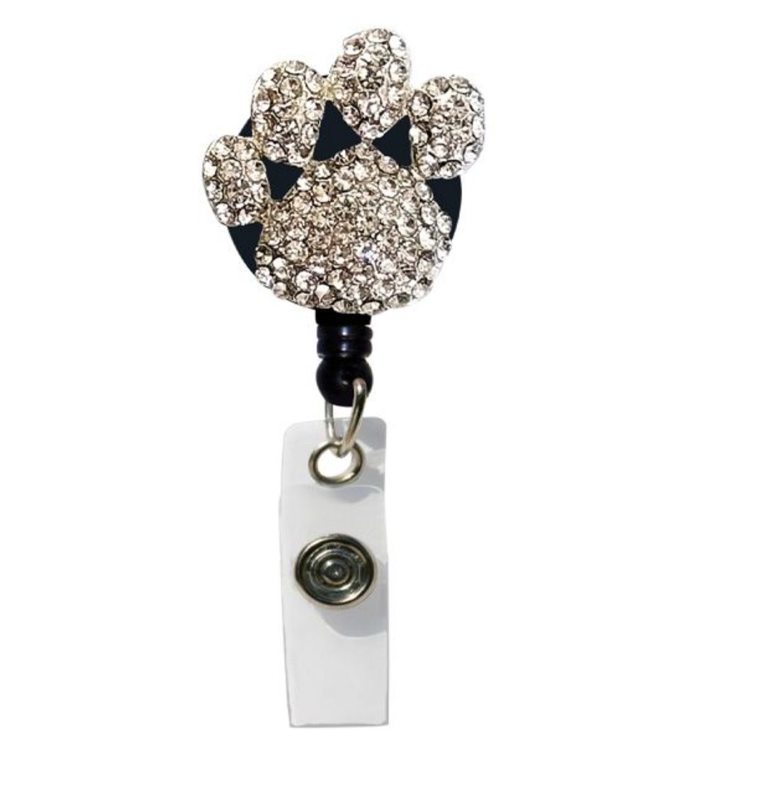 Dog Paw Bling Badge Reel