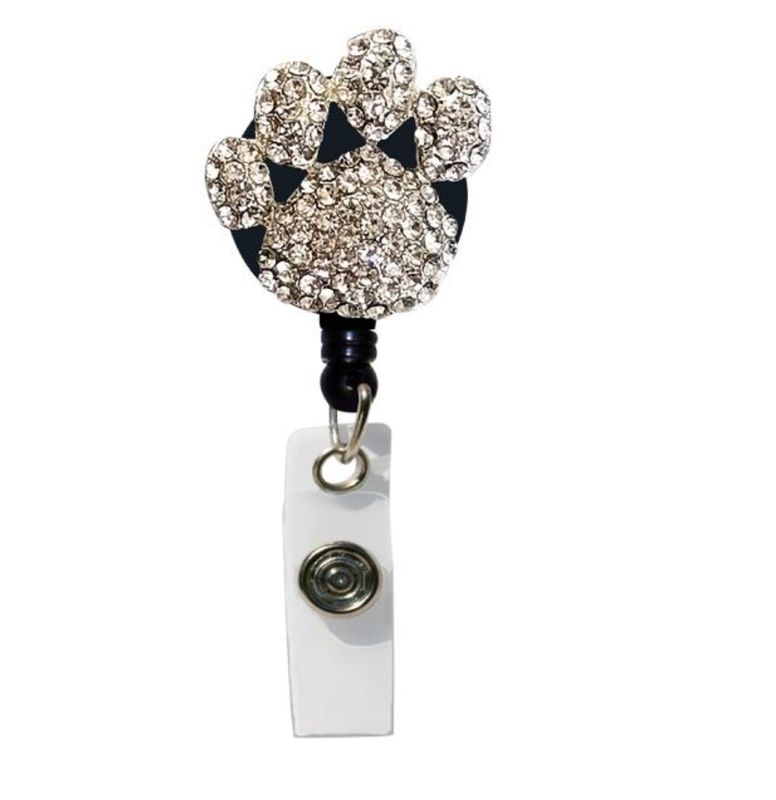 Dog Paw Bling Badge Reel