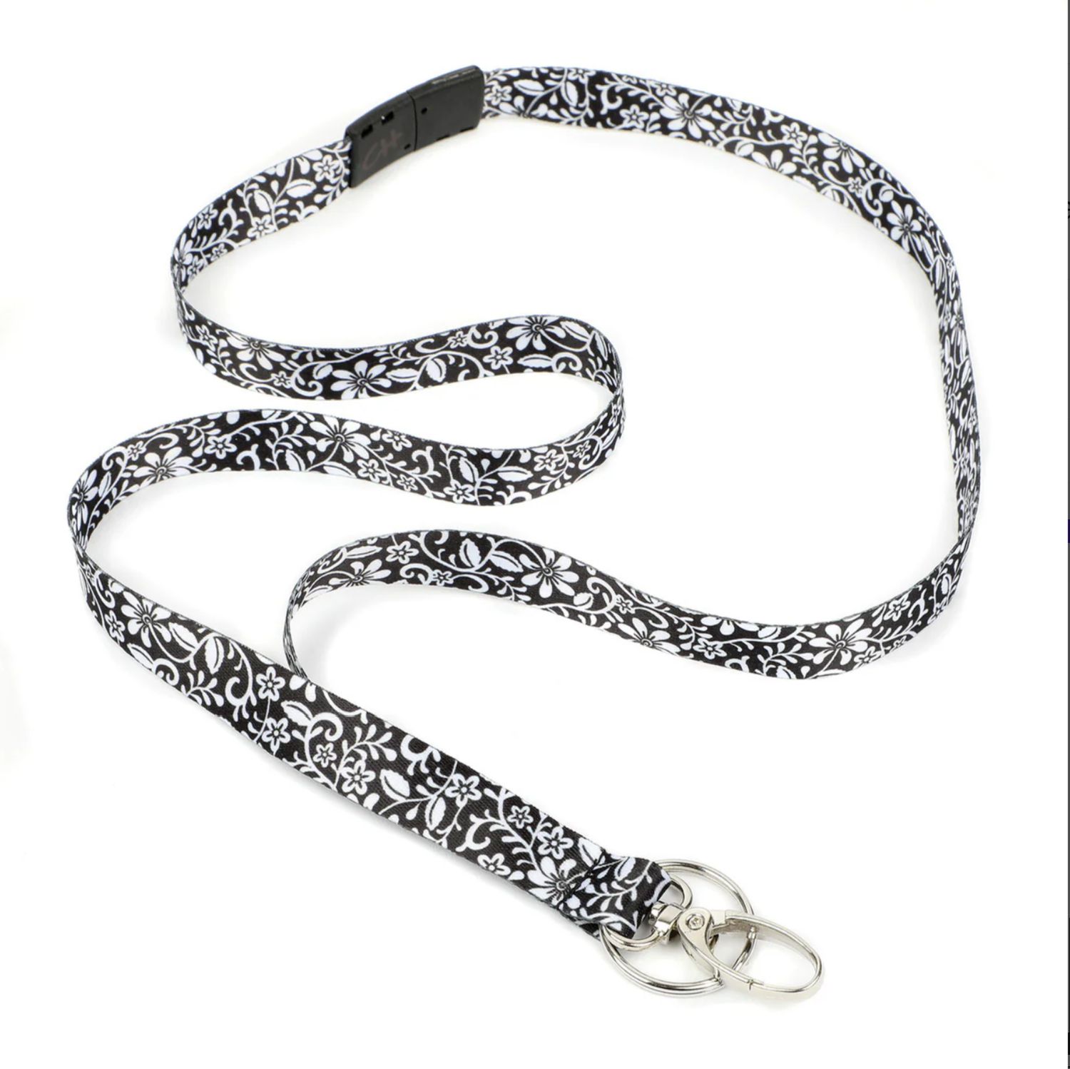 Black &amp; White Azalea Ribbon Lanyard
