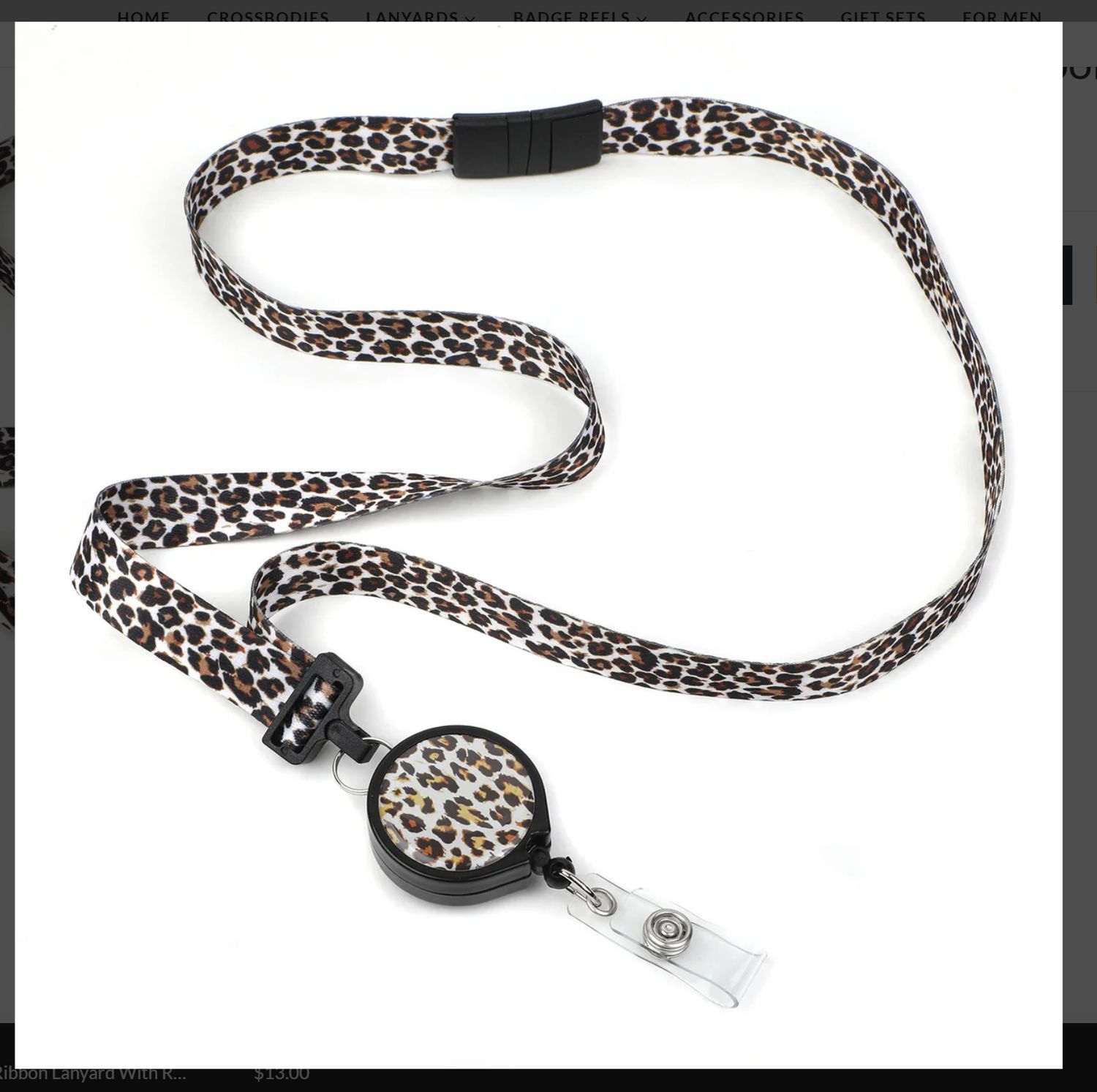 Leopard Chic Ribbon Lanyard with Reel