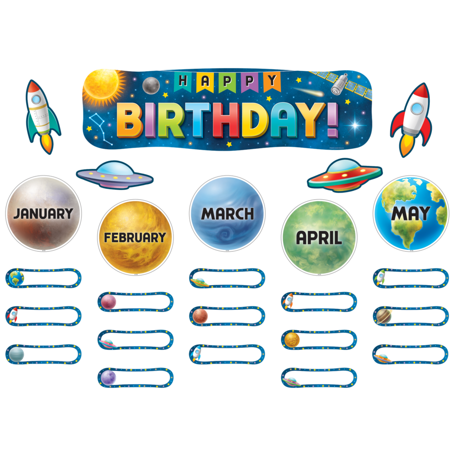 Outer Space Crew Happy Birthday Mini Bulletin Board Set
