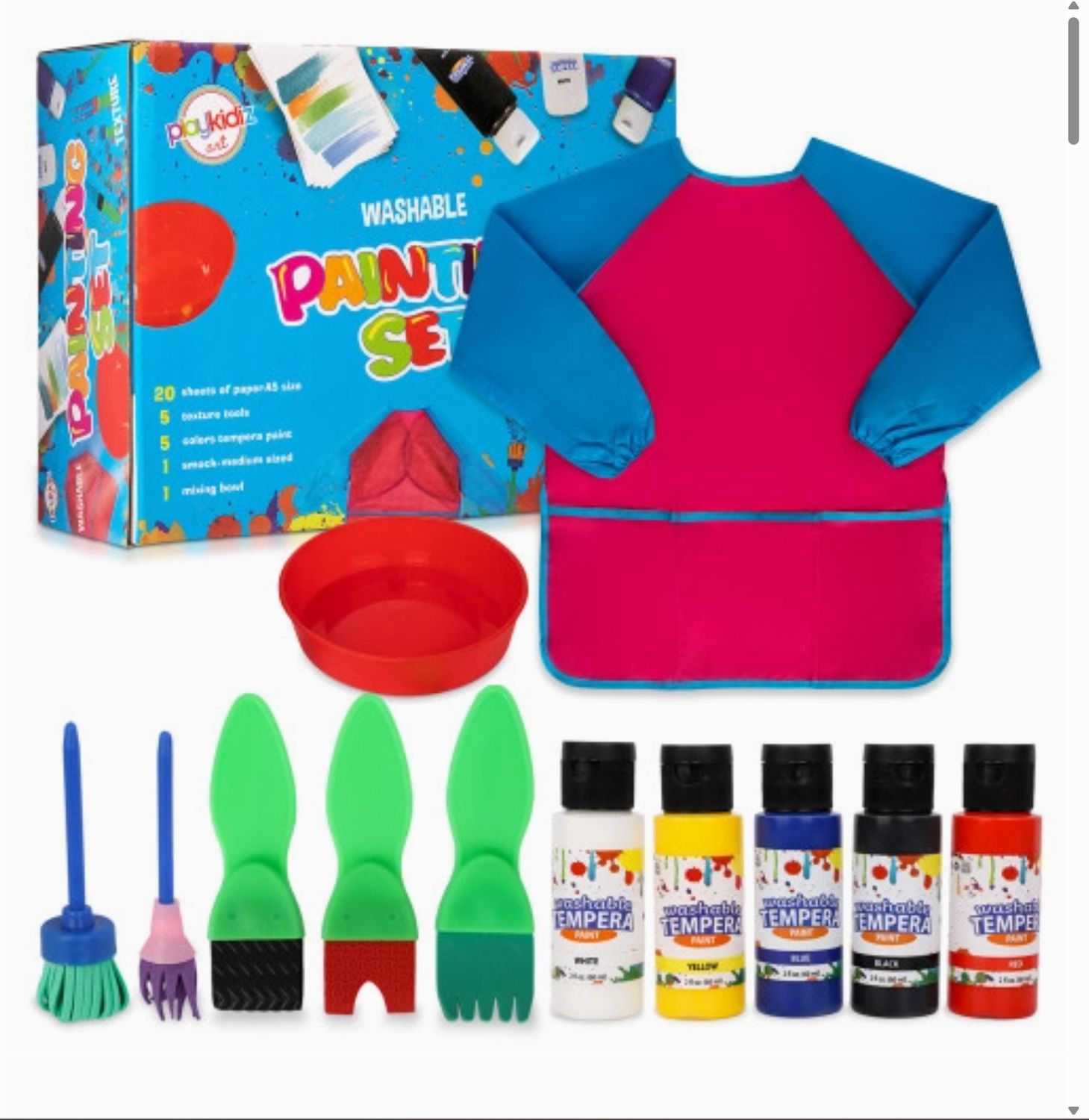 Washable Kids Paint Set, 32 Piece Complete Paint Set For Kid