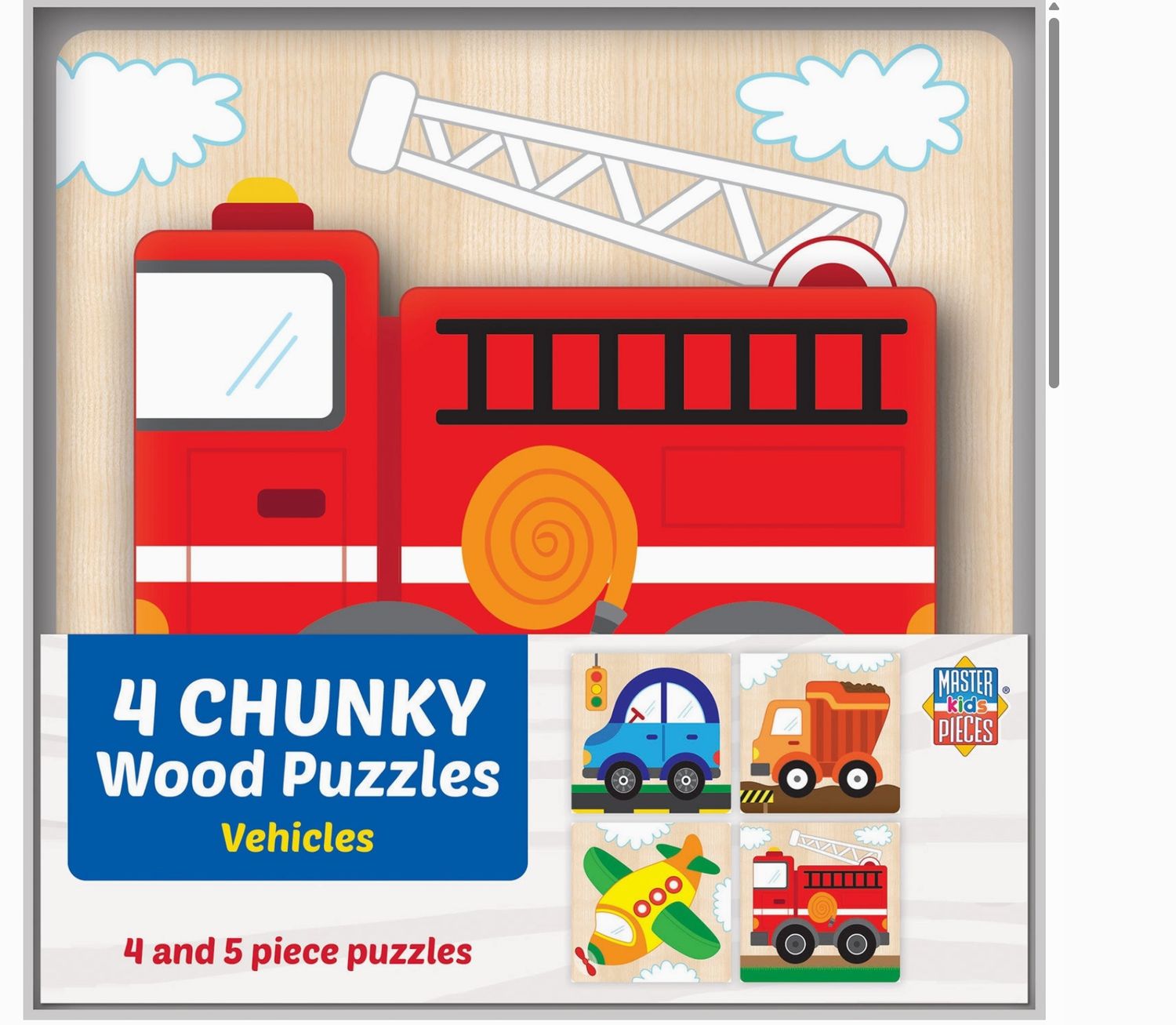 Vehicles Chunky Wood Puzzles - 4 Pack