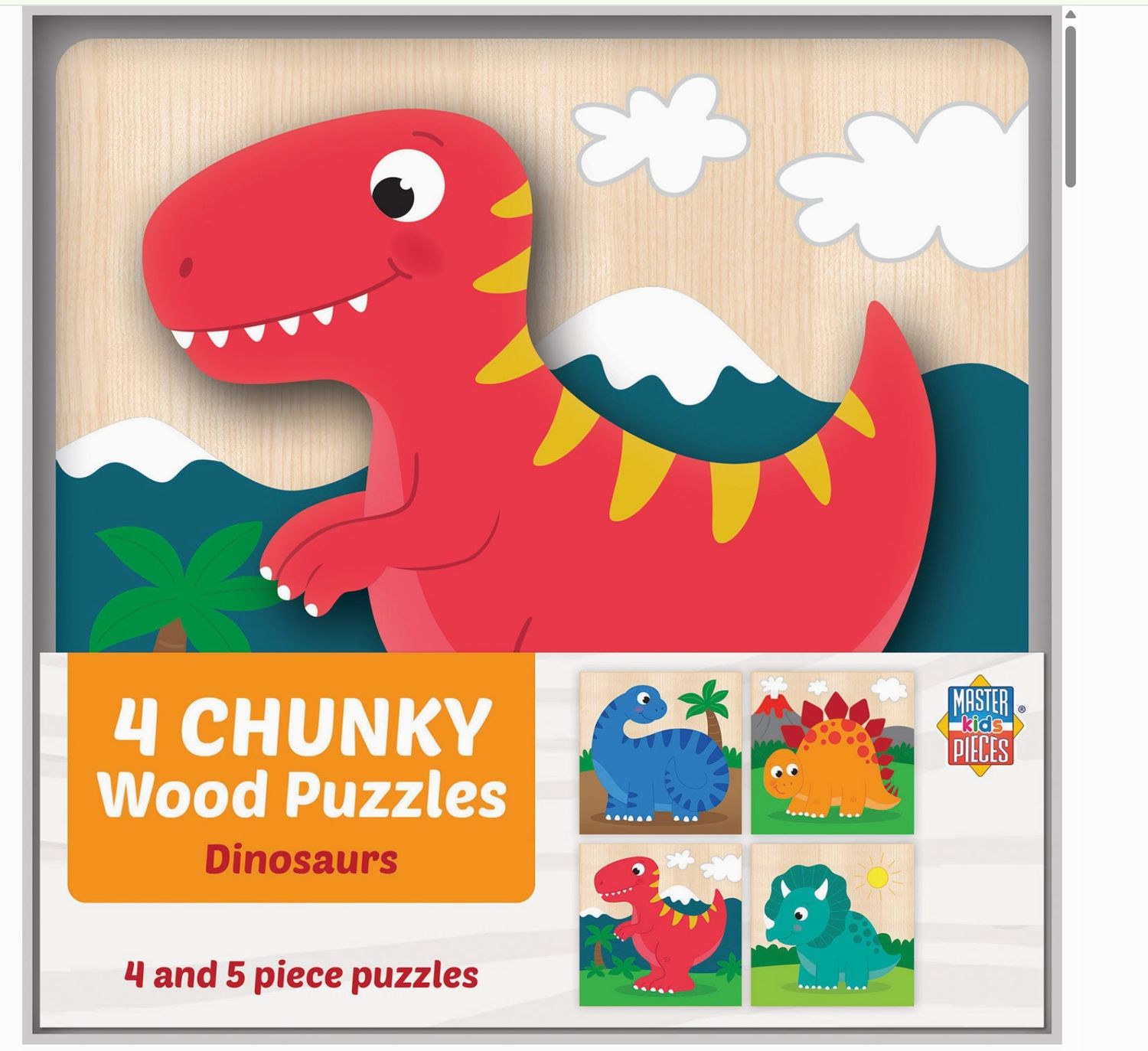 Dinosaurs Chunky Wood Puzzles - 4 Pack