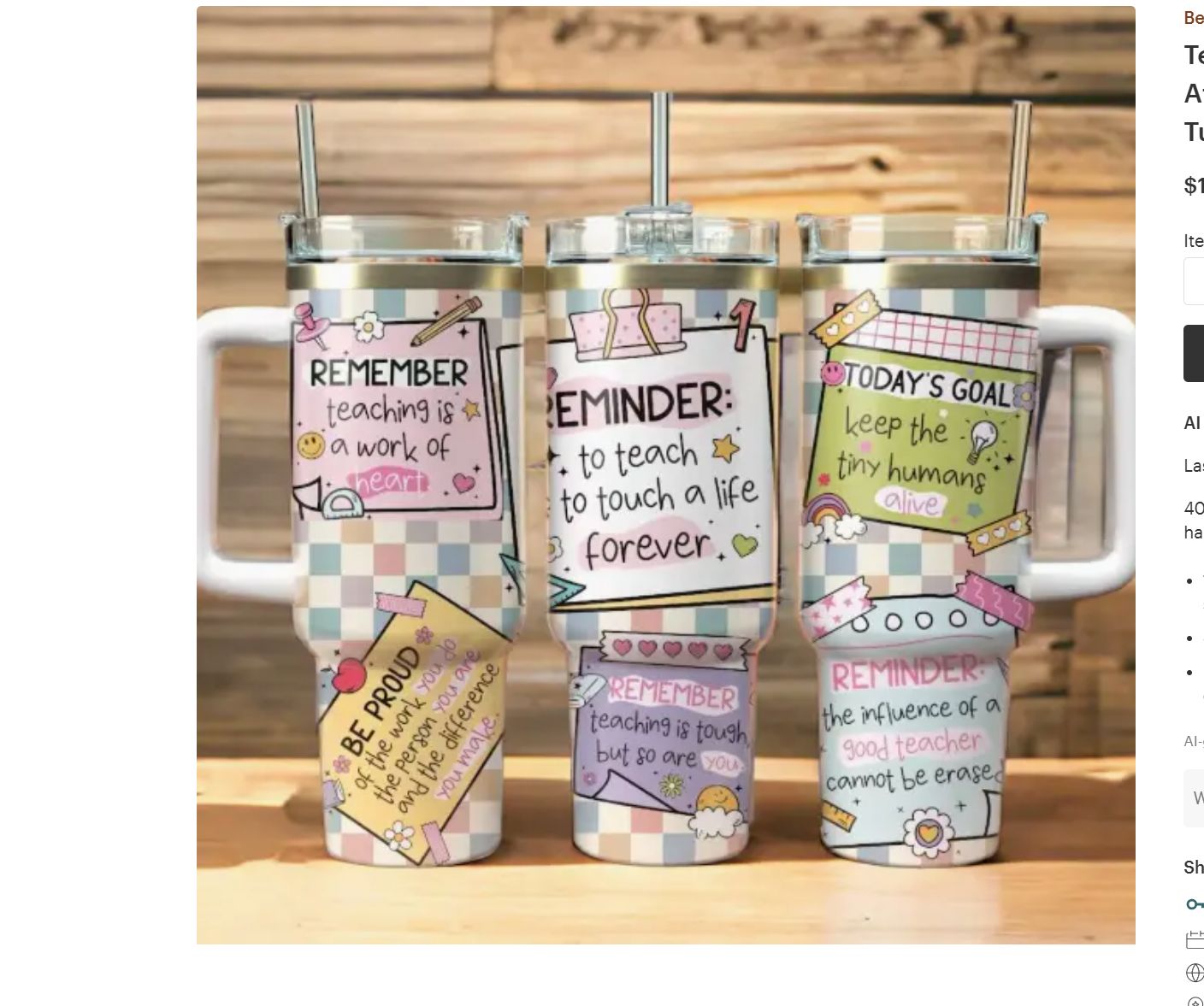 Teacher Daily Affirmations 40oz Tumbler with Handle