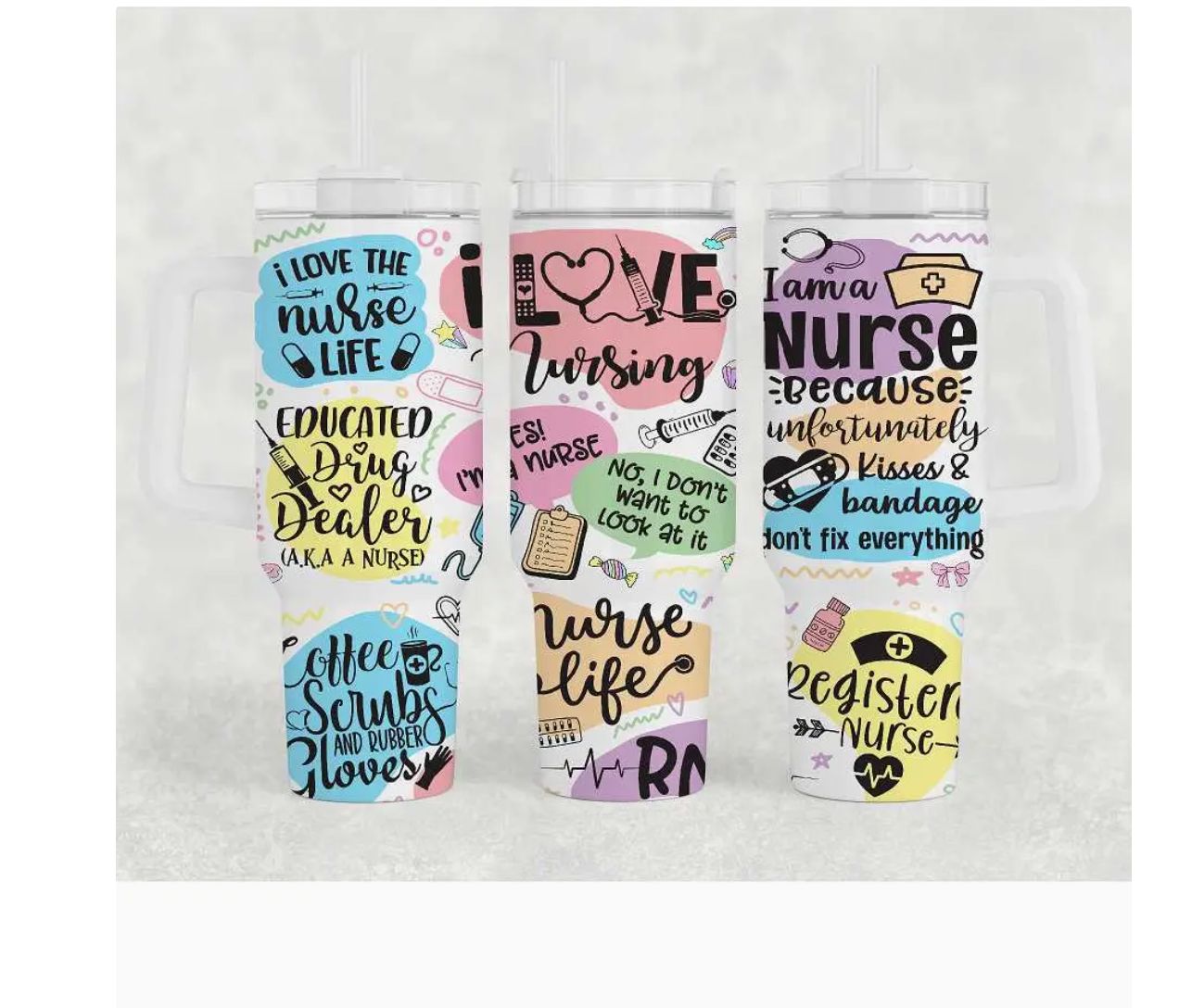 I Love Nursing 40oz Tumbler with Handle