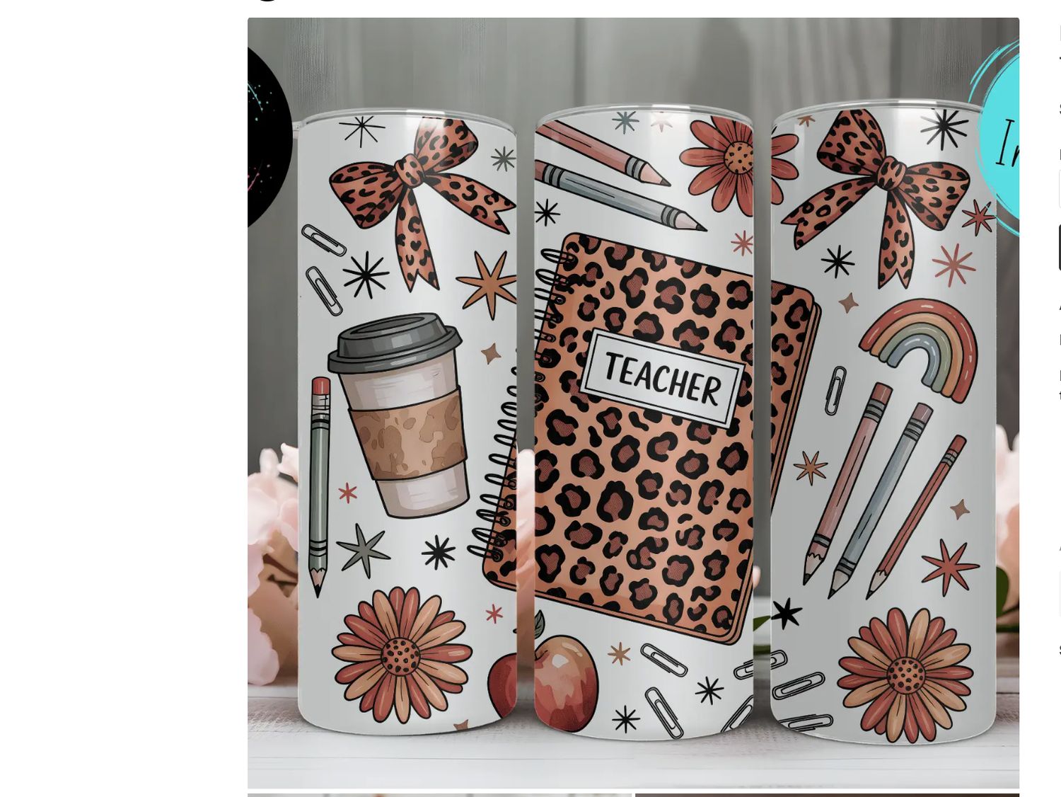 Leopard Teacher Skinny Tumbler 20oz