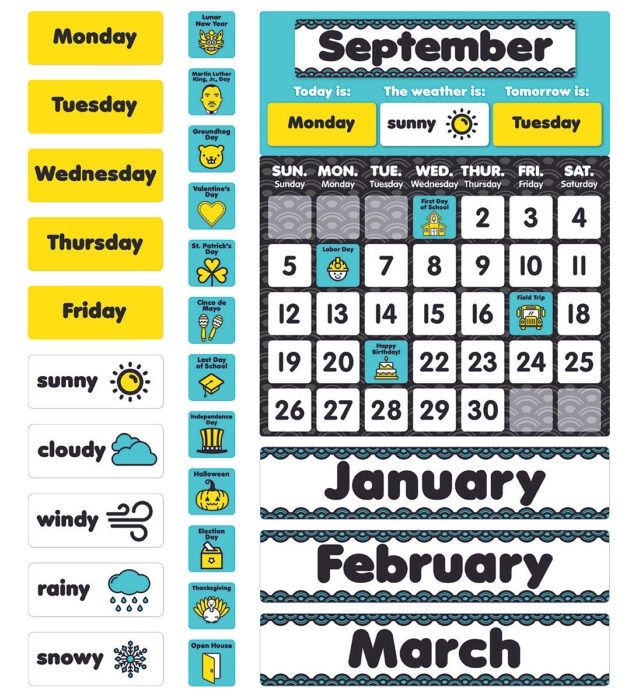 Aqua Oasis: Calendar Bulletin Board Set