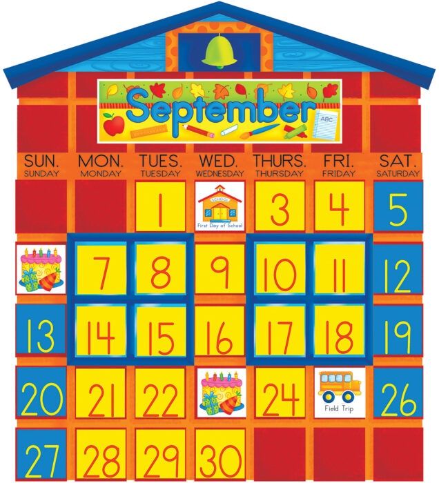 All-In-One Schoolhouse Calendar Bulletin Board
