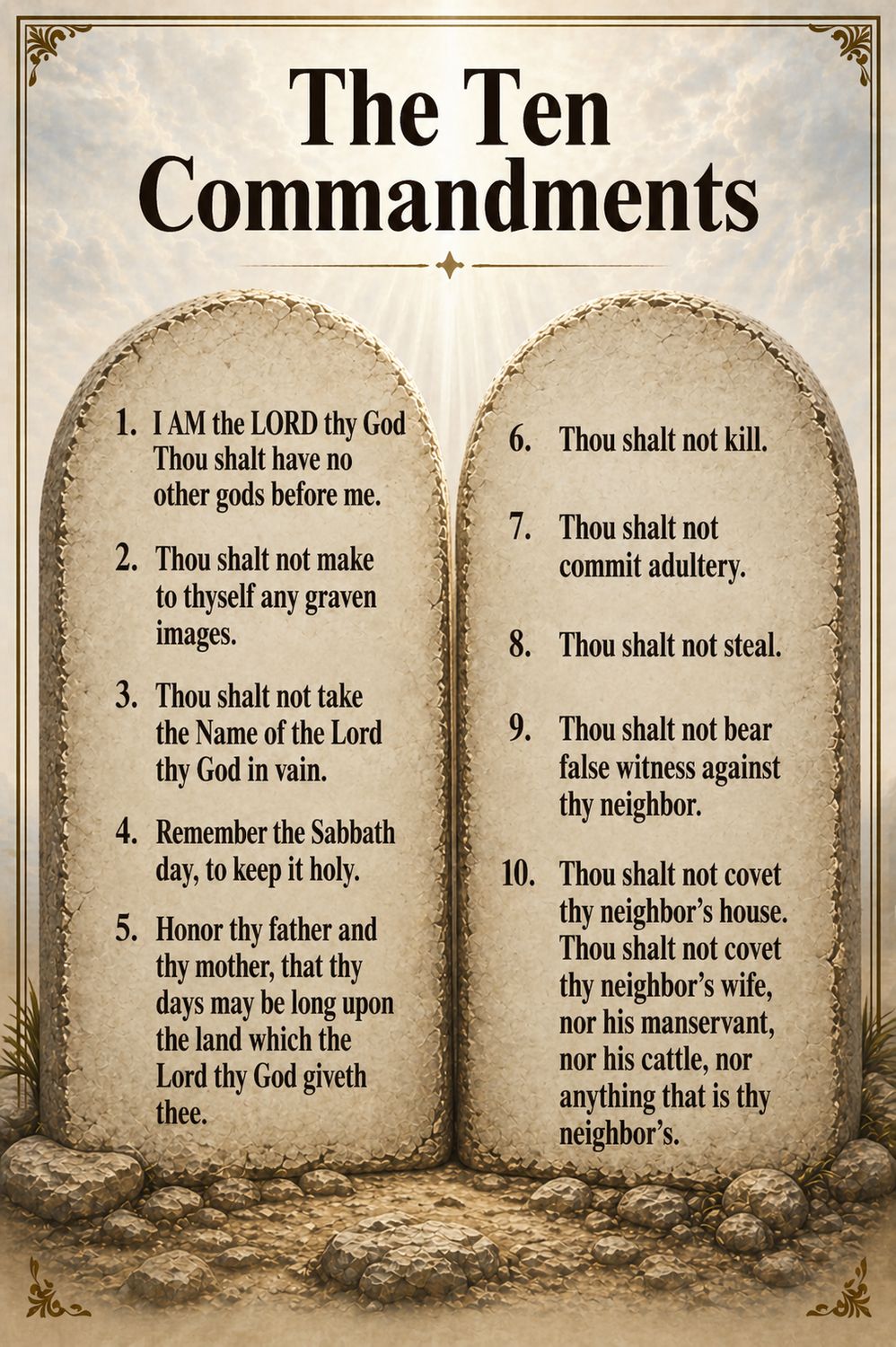 TABLET 10 Commandments Poster 18"x28" Bilingual