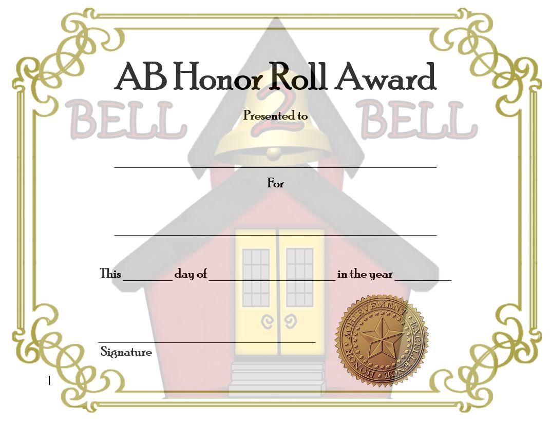 Certificates (30 pack), Click for More Designs: AB Honor Roll