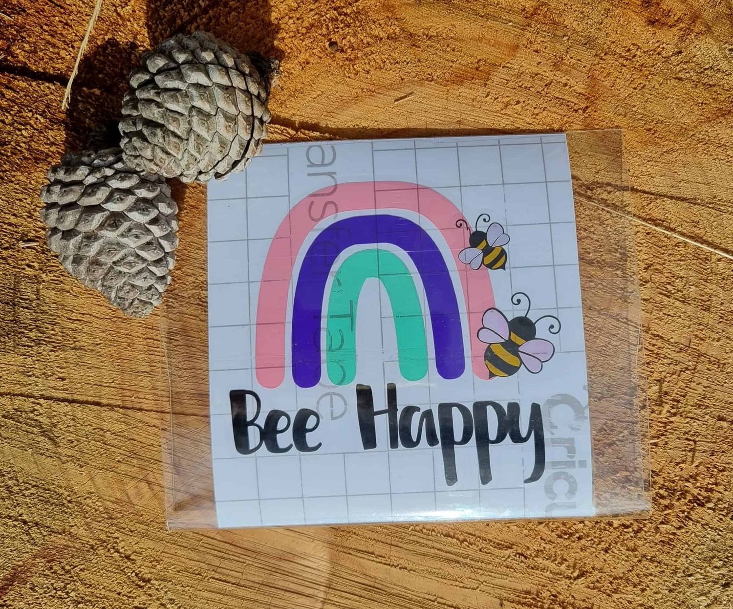 Car Decals / Stickers, Design: Bee Happy (Rainbow), Colour: Multi