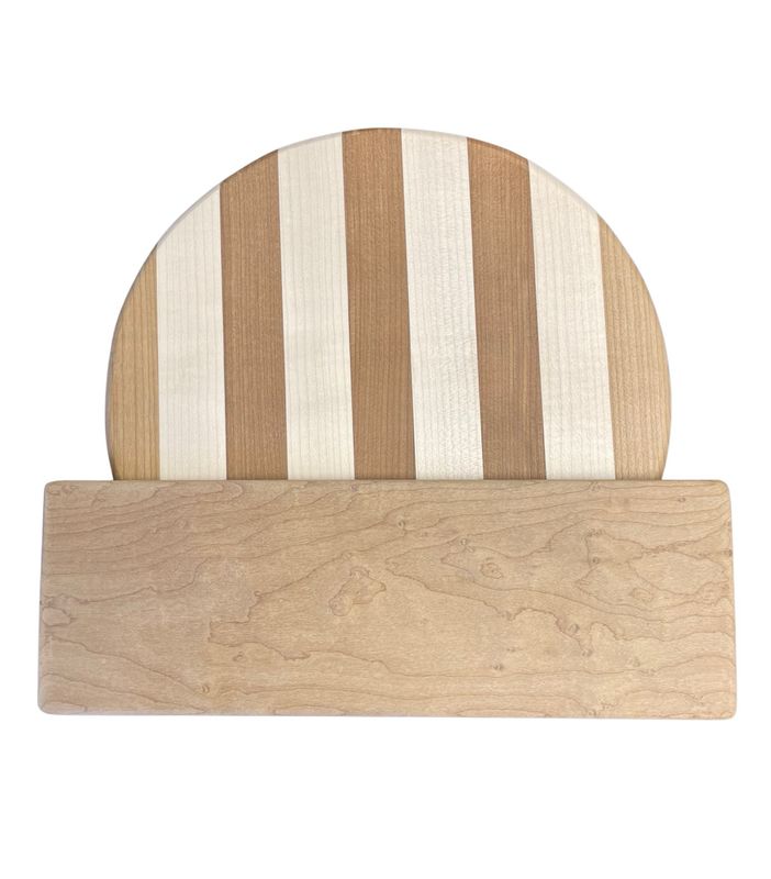 Round Cutting Board Set | Thermally Modified Laminated Maple With Holder