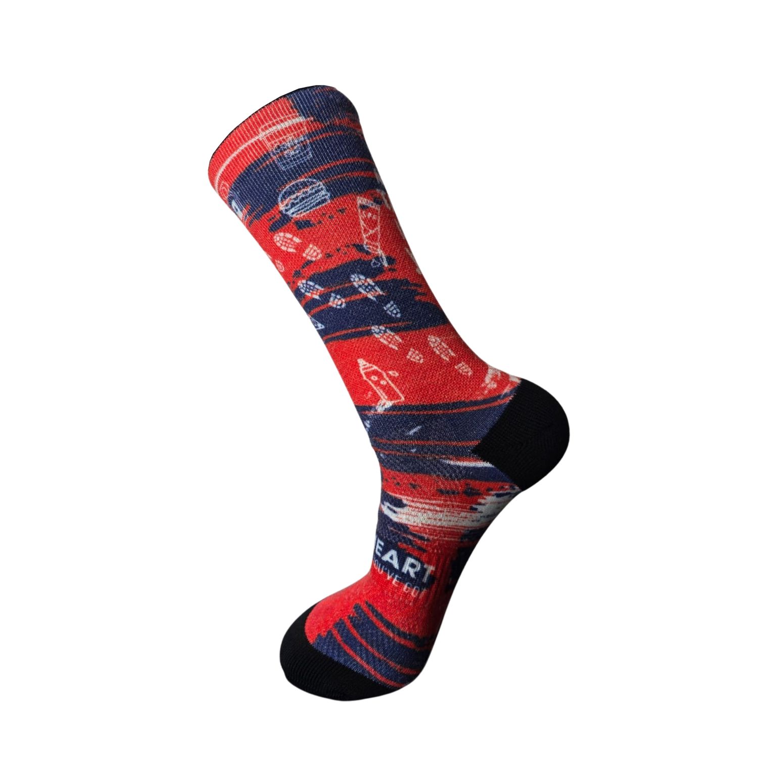 Red Navy Merino Crew Socks