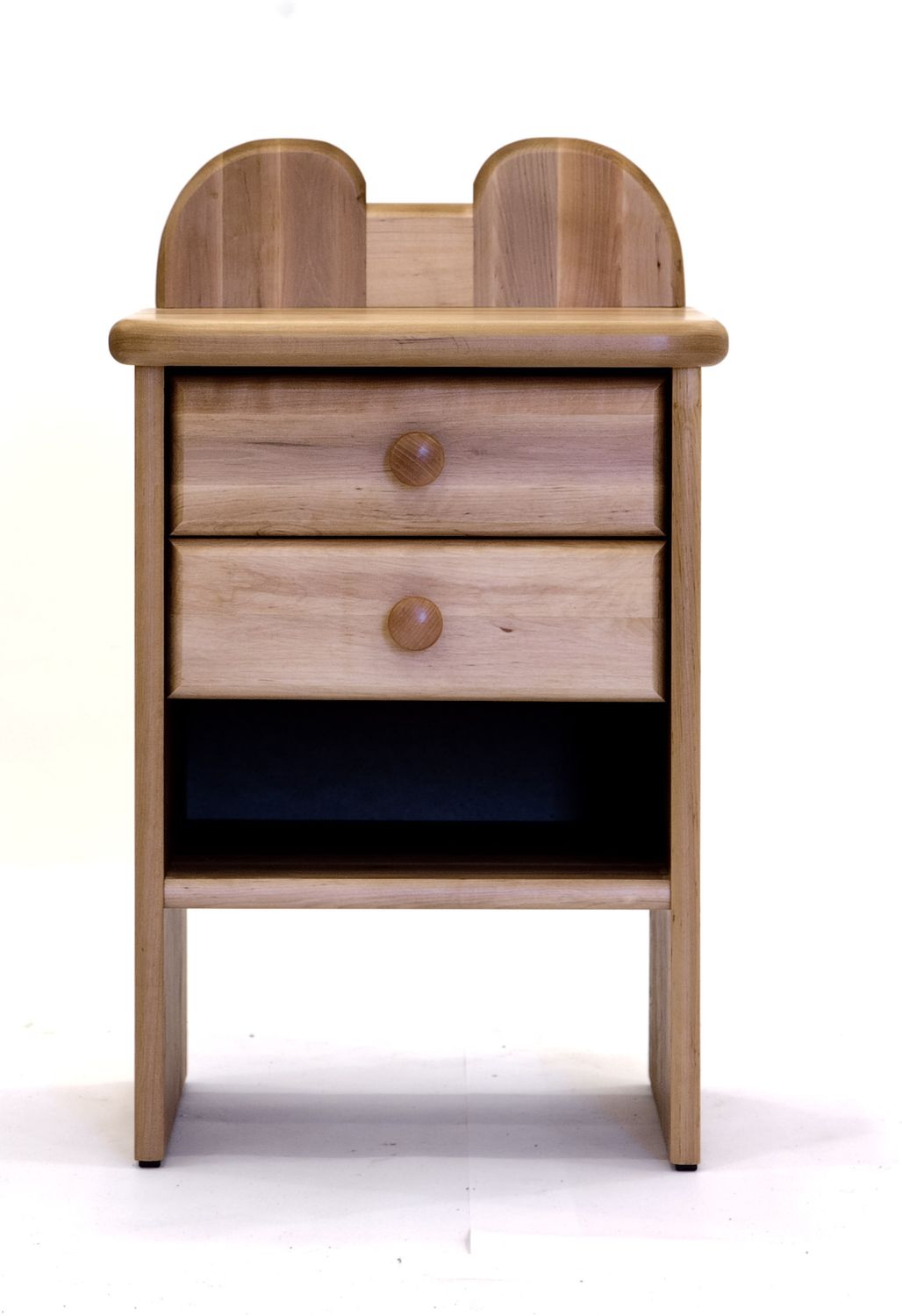 Alder solid wood bedside table with two drawers. Four shades. Furniture store Manx Mēbeles Jelgava, Pulkveža Brieža 4