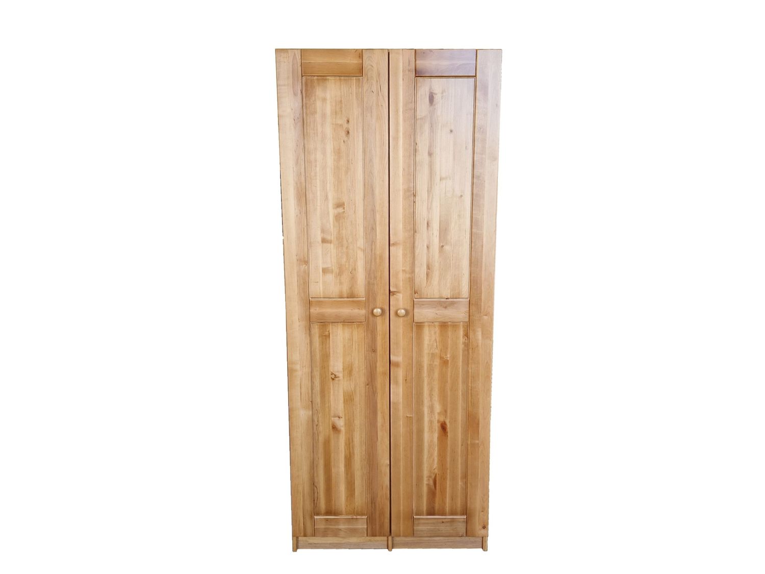 Solid wood 2-door warderobe with hanging rail and shelves - Black alder