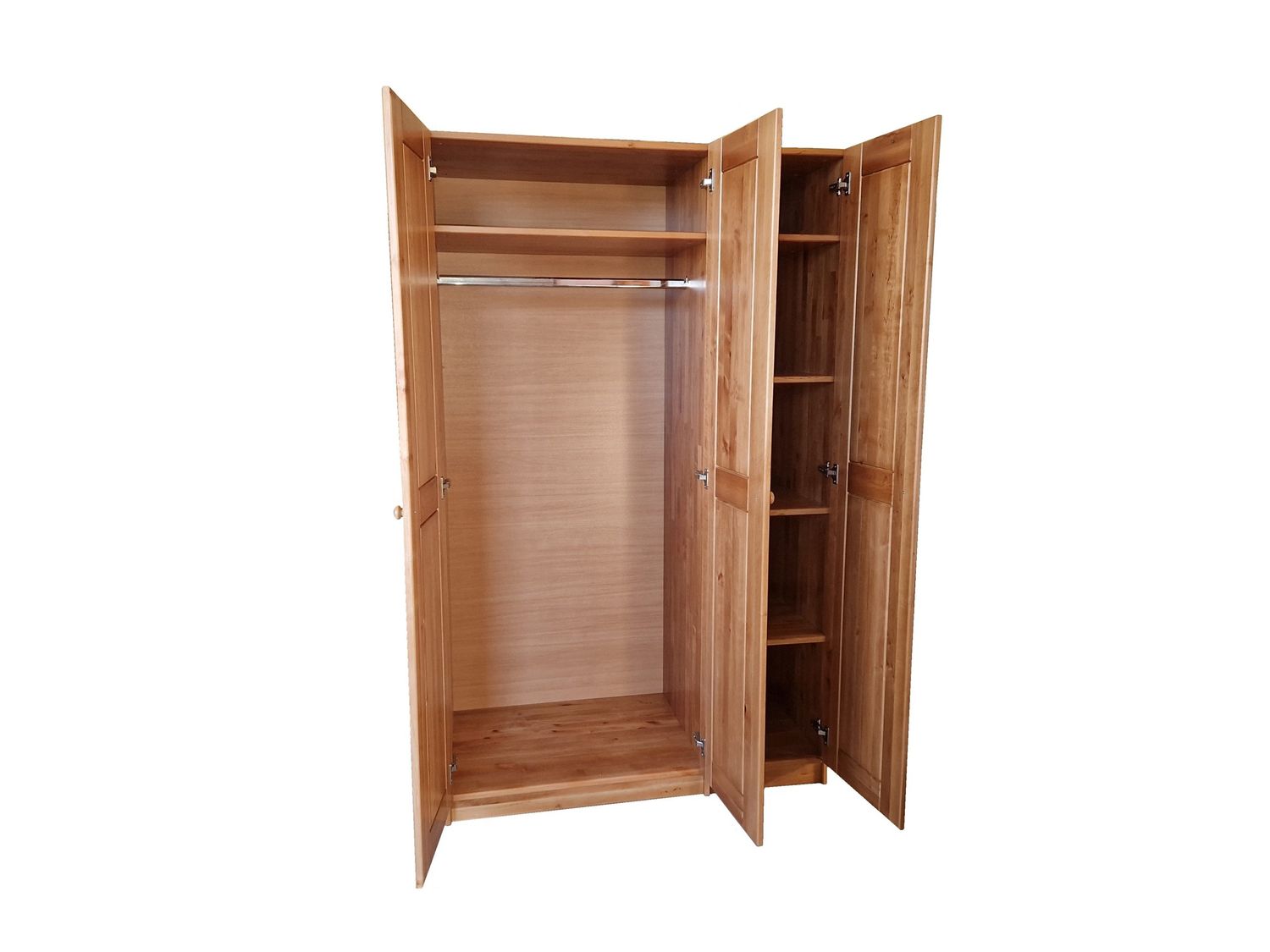 Three-door wardrobe made of solid black alder wood. Various finishes. Wardrobes in Jelgava, at the Manx Mēbeles 