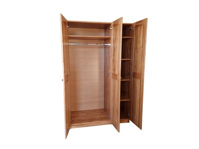 Three-door wardrobe made of solid black alder wood. Various finishes. Wardrobes in Jelgava, at the Manx Mēbeles 