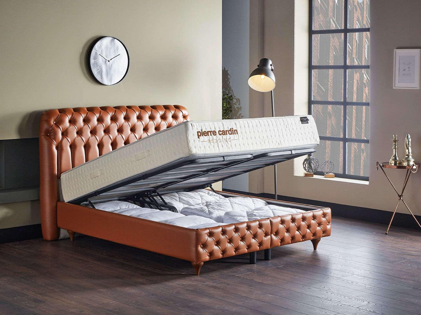 Continental bed Dioramour with storage + orthopedic mattress, 6 sizes