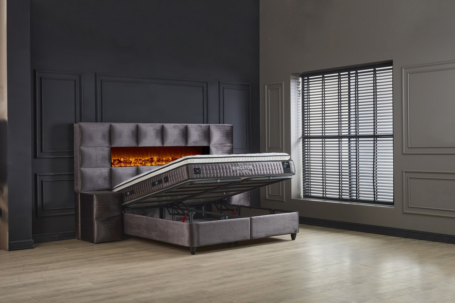 Ottoman bed Kingston + orthopedic mattress, 2 sizes