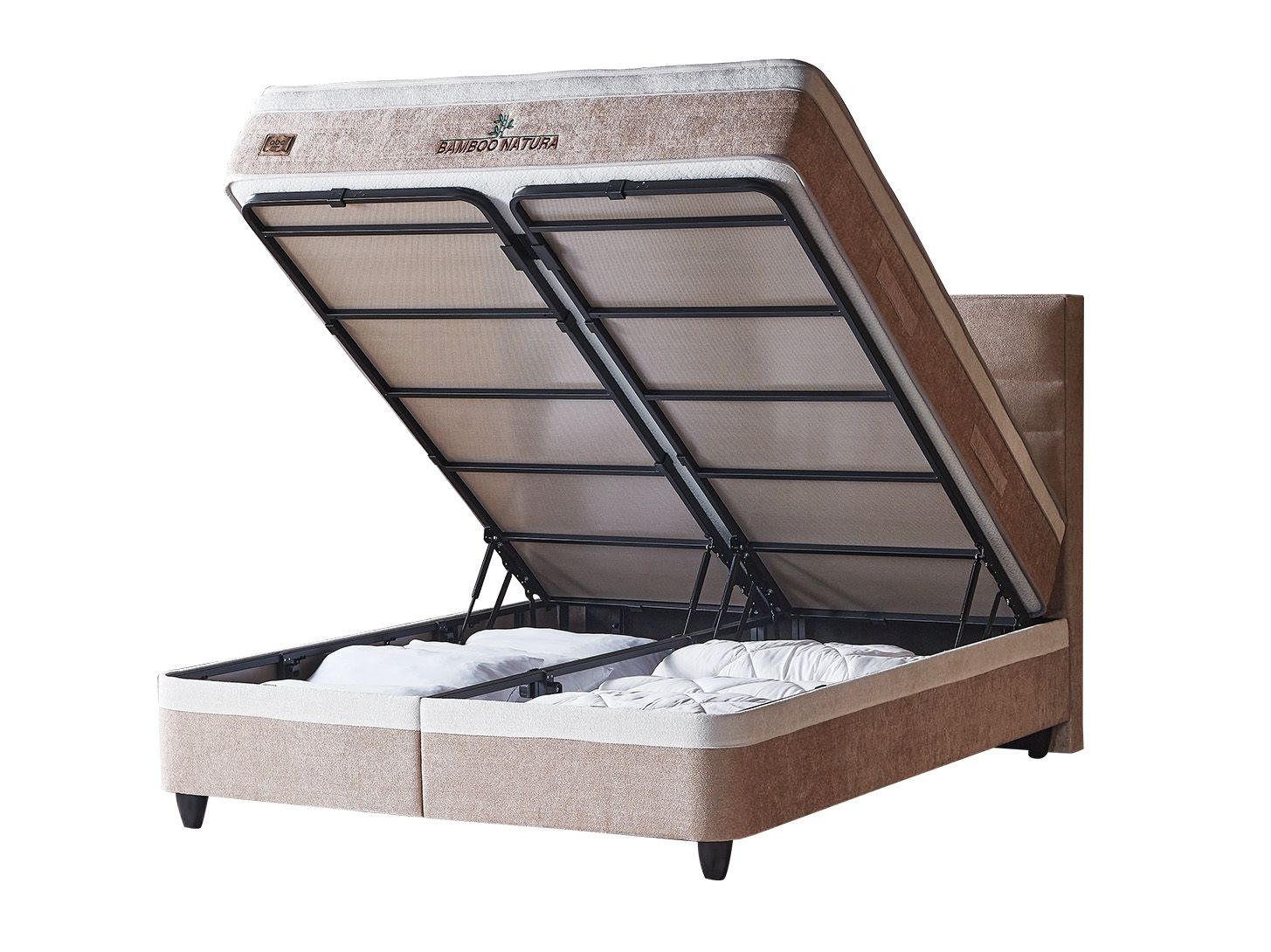 Ottoman bed Bamboo Natura + orthopedic mattress, 5 sizes