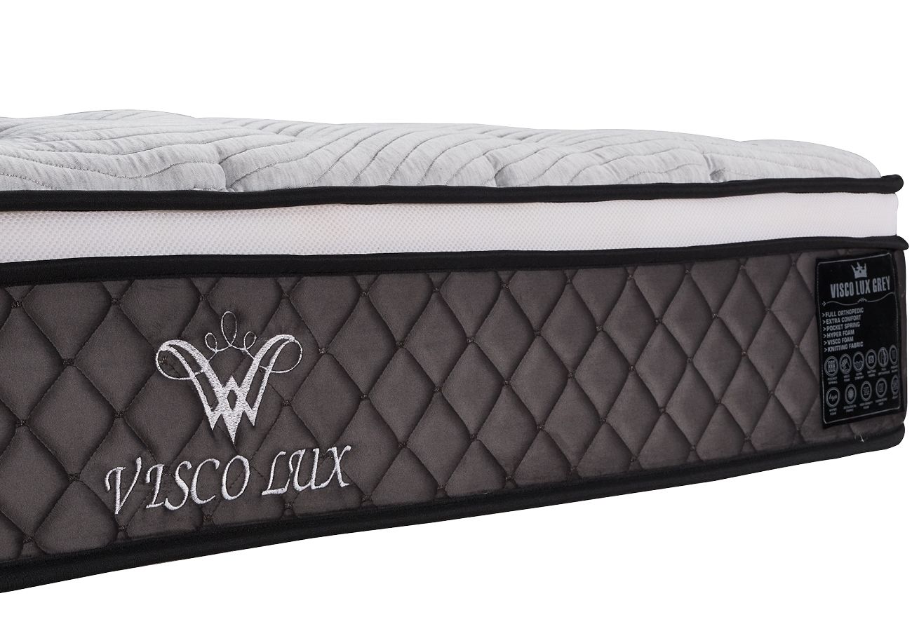 Visco Lux Grey single mattress with Pocket springs. Sizes: 90 x 200 cm, 120 x 200 cm, 140 x 200 cm, 160 x 200 cm, 180 x 200 cm, 200 x 200 cm. 29 cm high mattress. 
Furniture store Jelgava, Manx Mēbeles, Pulkveža Brieža iela 4 
