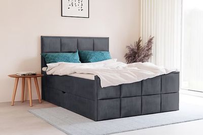 Helena bed set: bed box with storage, mattress with choice of soft, medium or firm mattress, HR top mattress. Size: 120x 200 cm, 140 x200 cm, 160 x 200 cm, 180 x 200 cm. Furniture store Manx Mēbeles, Jelgava, Pulkveža Brieža street 4