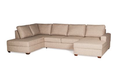 Bellus Dallas U-shaped sofa with two linen chests. 205 x 320 x 162 cm. Right/left longest corner option. Choice of wooden legs. U sofas, sofa beds, corner sofas, sofas in Jelgava, in furniture store Manx Mēbeles, Pulkveža Brieža iela 4