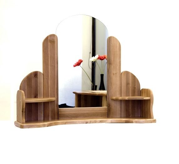 Mirror with shelves in solid alder. Four tones. Furniture in Jelgava, Manx Mēbeles, Pulkveža Brieža iela 4