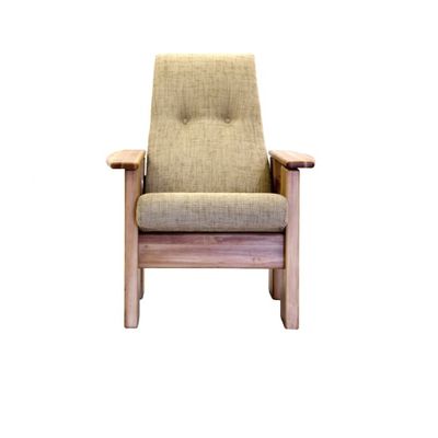 High-back armchair Artis. Solid alder, white milk stain, walnut or mahogany stain. Manx Furniture
