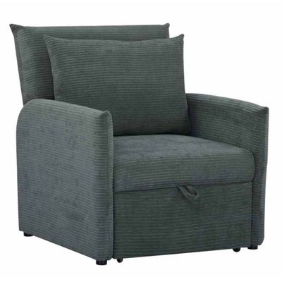 Compact pull-out chair in two colors: green or gray. Various backrest positions. Dimensions: 84 x 102 x 97 cm, Manx Mēbeles