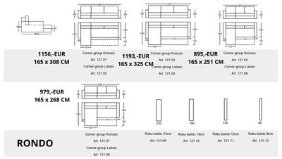 Corner sofa with chest of drawers Rondo