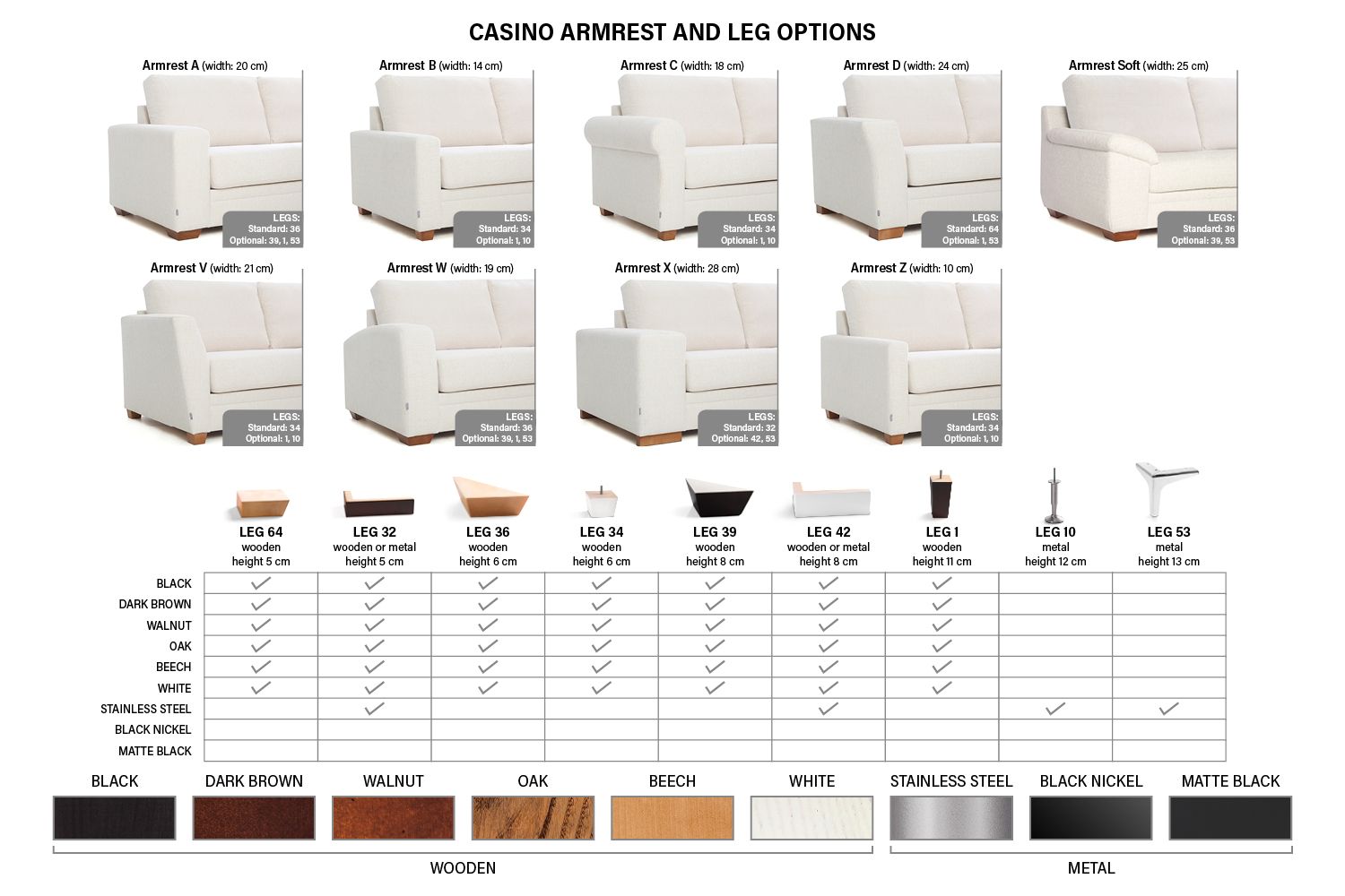 Bellus sofa Casino. Choice of armrests and legs. Modular sofa / personal sofa - change the size, seat and back padding, armrests, legs and many other details. Furniture store Manx Mēbeles Jelgava, Pulkveža Brieža iela 4. 