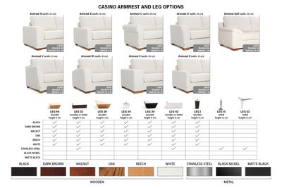 Bellus sofa Casino. Choice of armrests and legs. Modular sofa / personal sofa - change the size, seat and back padding, armrests, legs and many other details. Furniture store Manx Mēbeles Jelgava, Pulkveža Brieža iela 4. 