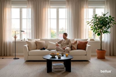 Bellus Bolero Sofa—available in both straight and corner styles. Bellus sofas are available at the Manx Mēbeles furniture.