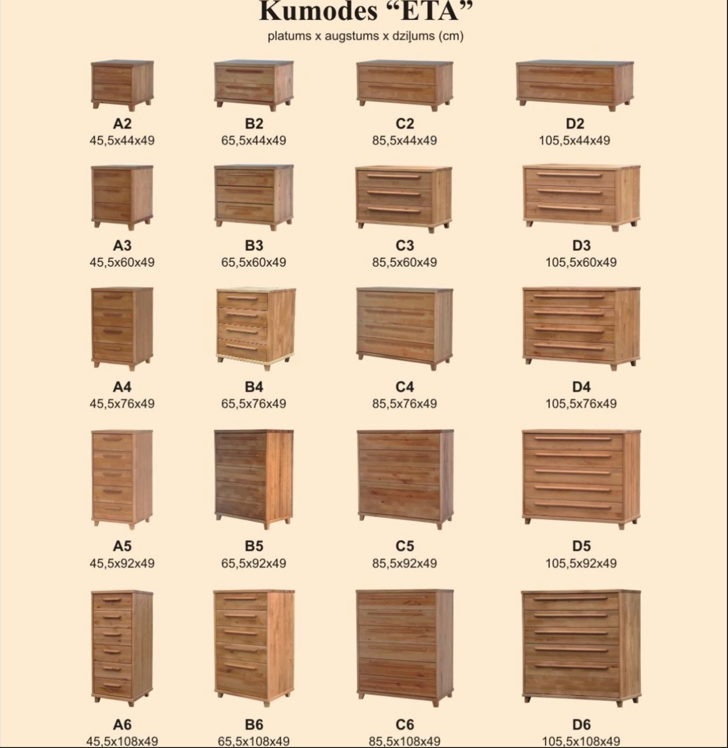 Chest of Drawers 3A Solid Wood, Black Alder