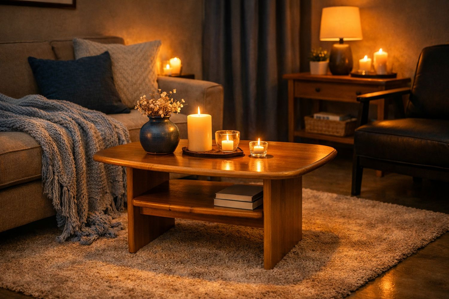 Wooden coffee table with a shelf. Sturdy and stable. Length 120 cm, width 72 cm, height 54 cm. Coffee tables in Jelgava. 